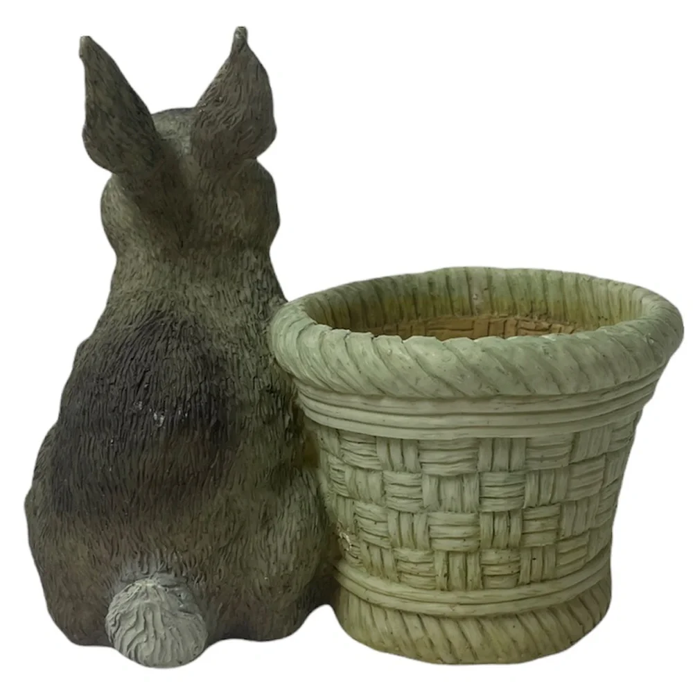 Vintage Rabbit Pot Planter Indoor Outdoor Resin Primitive Rustic Cottage Core